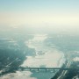 Warsaw bridges during winter time.